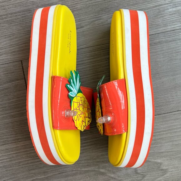 Kate Spade Limoncello Platform Slide Sandals Inflatable Novelty Pineapple Sz W8 - Picture 3 of 6